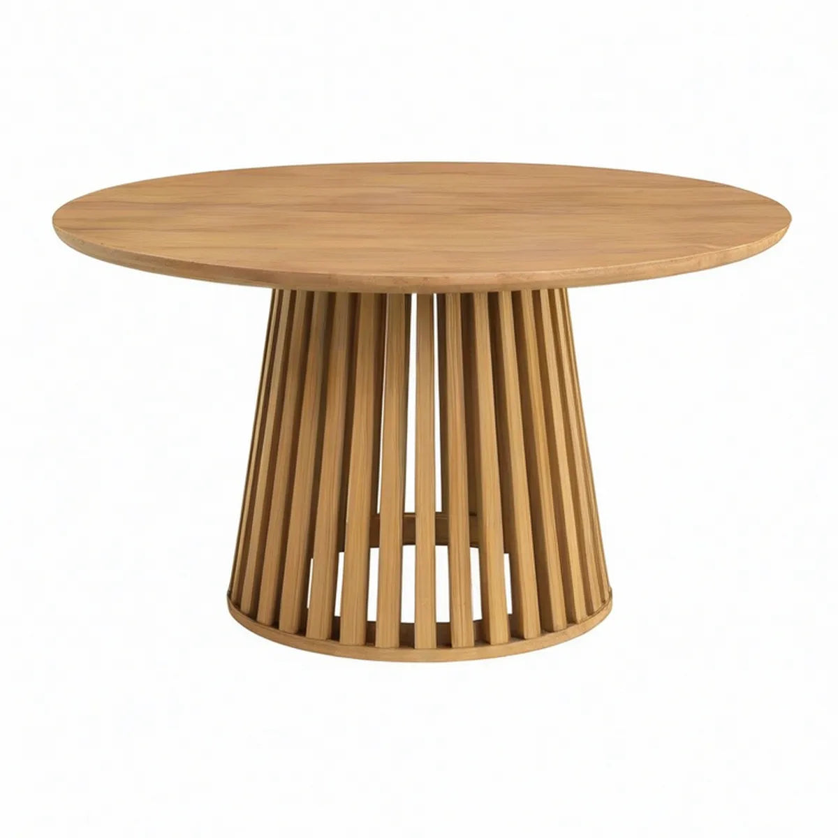 Mesa Redonda em Madeira Maciça de Carvalho Natural, Ø120 x 75 cm