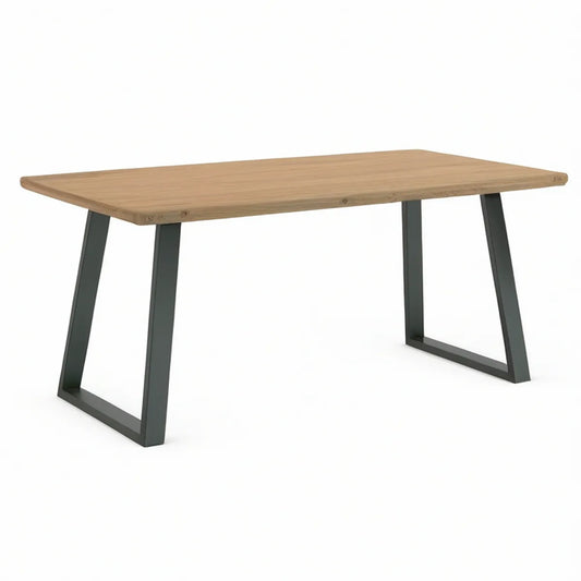 Mesa de Jantar Retangular 160 x 90 x 75 cm em Carvalho Maciço e Aço Preto