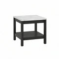 Mesa de apoio quadrada em MDF preto e branco com efeito mármore cinzento, 60 x 60 x 60 cm