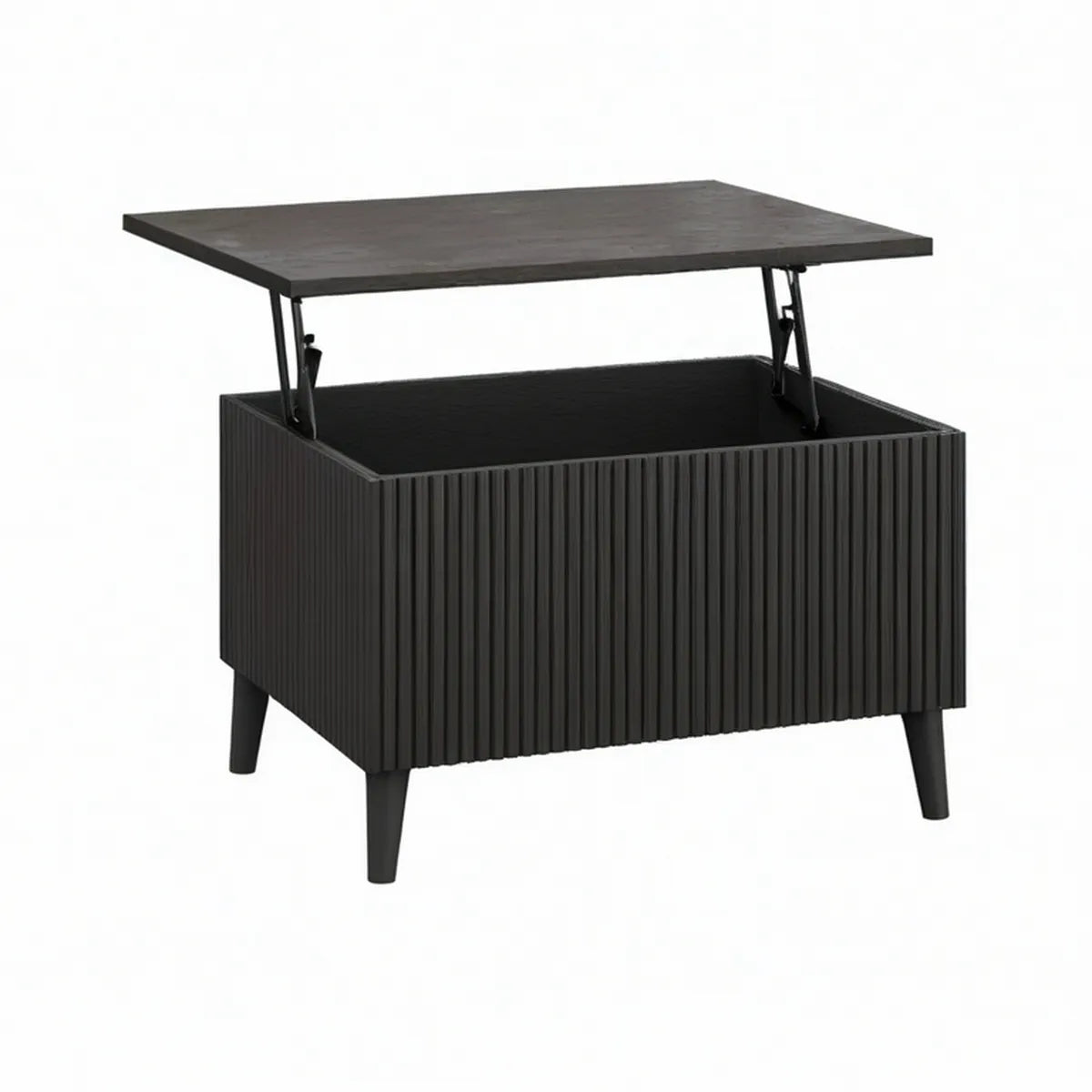 Mesa de Centro Elevatória com Arrumação em MDF Preto 100 x 50 x 45 cm