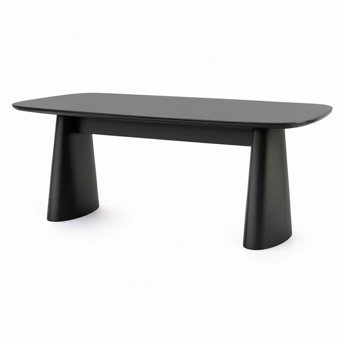 Mesa de Jantar Oval em MDF Lacado Preto 160 x 80 x 75 cm