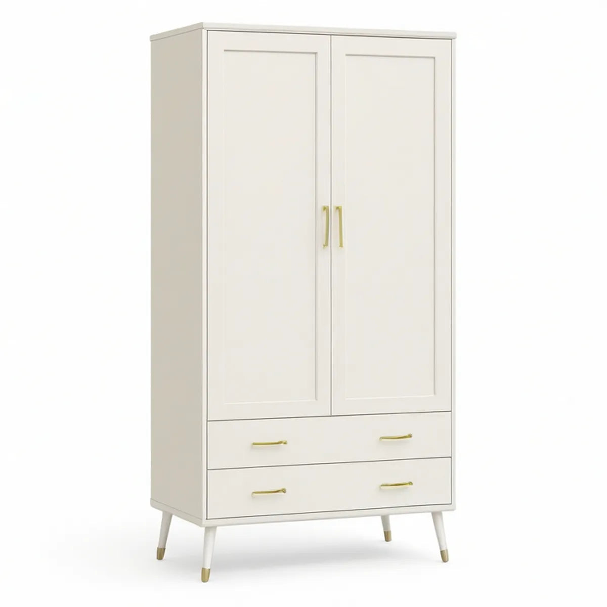 Guarda-roupa de 2 portas e 2 gavetas Branco/Dourado 90 x 50 x 180 cm