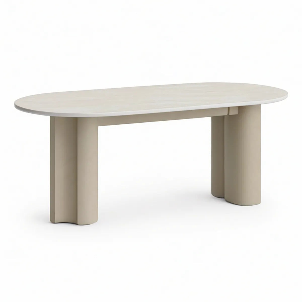 Mesa de Jantar Oval em MDF Folheado a Carvalho Bege Claro 200 x 100 x 75 cm
