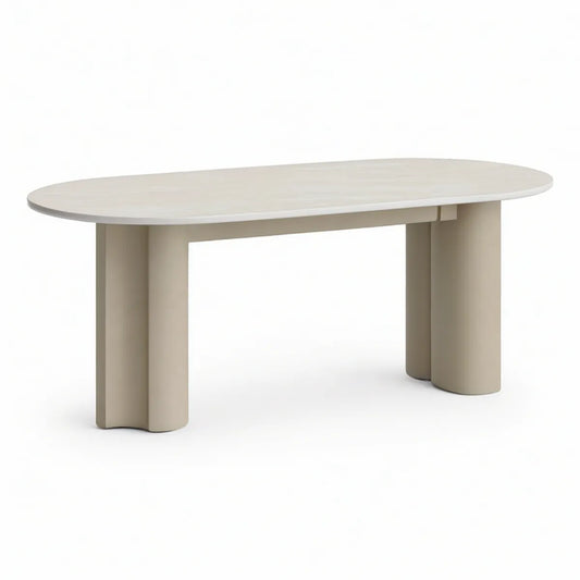Mesa de Jantar Oval em MDF Folheado a Carvalho Bege Claro 200 x 100 x 75 cm