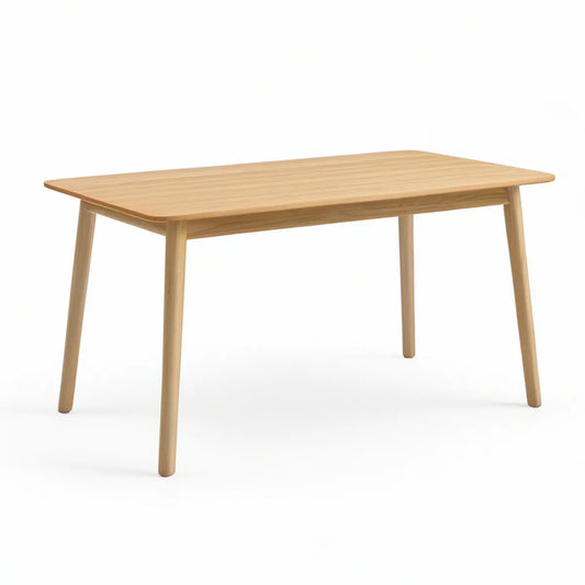 Mesa de Jantar Retangular em Madeira Maciça de Seringueira Natural, 140 x 80 x 75 cm