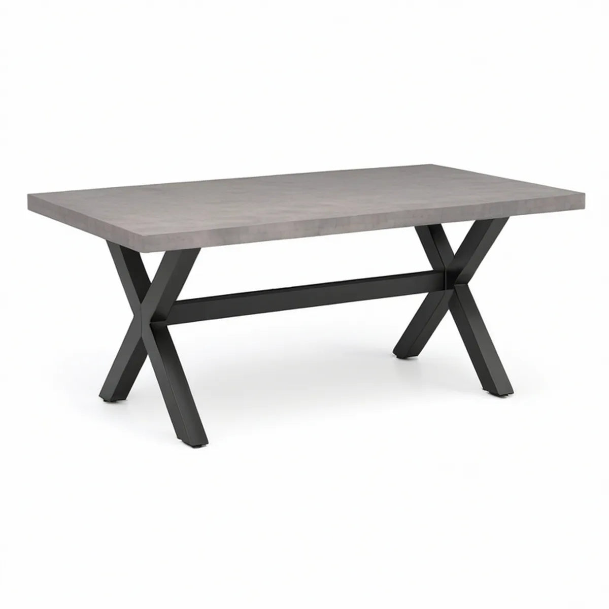 Mesa de Jantar Retangular 160 x 90 x 75 cm com Tampo MDF Efeito Cimento Cinzento e Pernas em Aço Preto