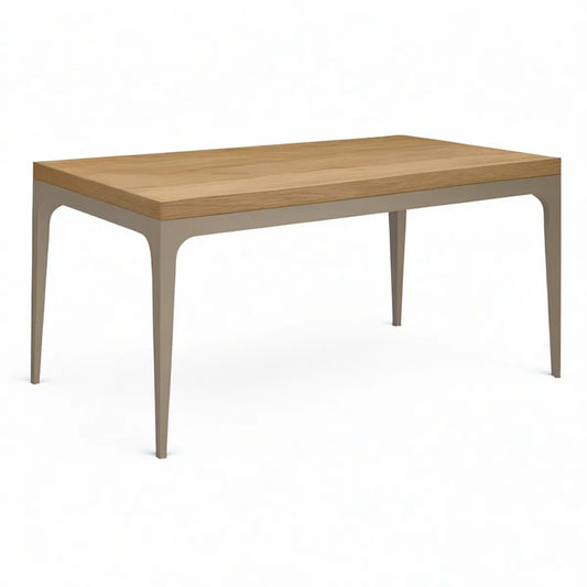 Mesa de Jantar Retangular 160 x 90 x 75 cm em Carvalho Natural e Bege