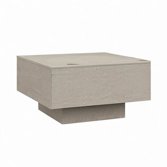 Mesa de Centro Quadrada com Arrumação 80 x 80 x 38 cm em MDF Bege Travertino