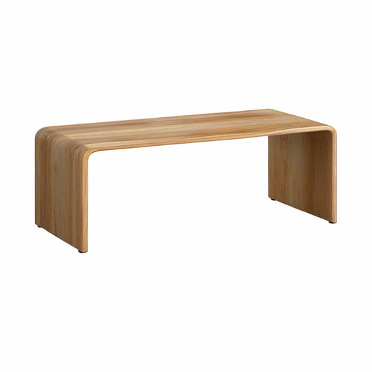 Mesa de centro retangular em contraplacado curvado com folheado de carvalho castanho, 100 x 50 x 40 cm