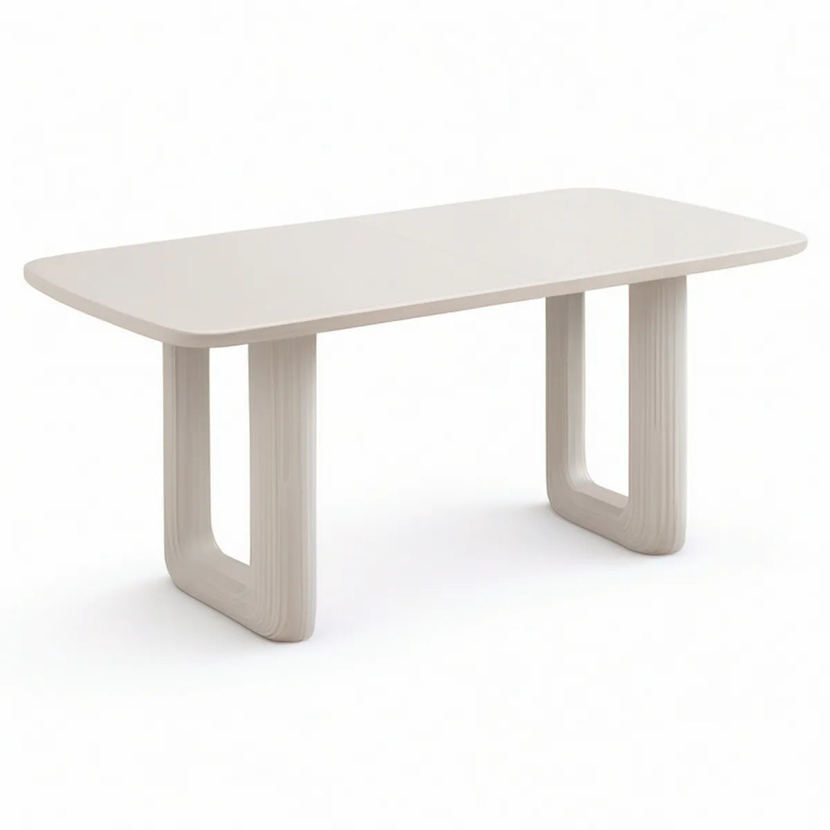 Mesa de Jantar Retangular com Cantos Arredondados em MDF e Contraplacado Branco Marfim 140 x 80 x 75 cm