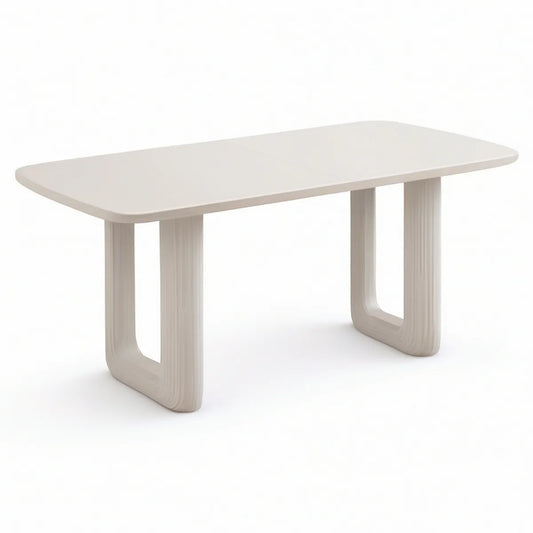 Mesa de Jantar Retangular com Cantos Arredondados em MDF e Contraplacado Branco Marfim 140 x 80 x 75 cm